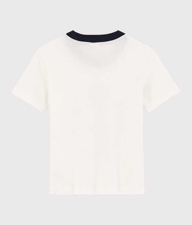 Tee-shirt manches courtes en coton enfant gar&ccedil;on blanc