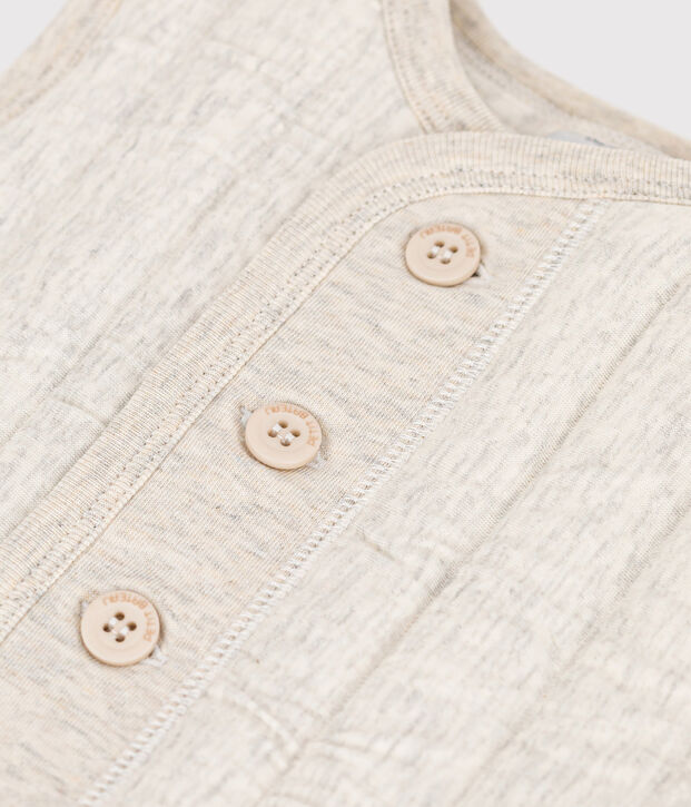 Veste b&eacute;b&eacute; sans manche en tubique matelass&eacute; beige chin&eacute;