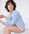 Effen katoenen damesvest wit MARSHMALLOW/blauw PERSE