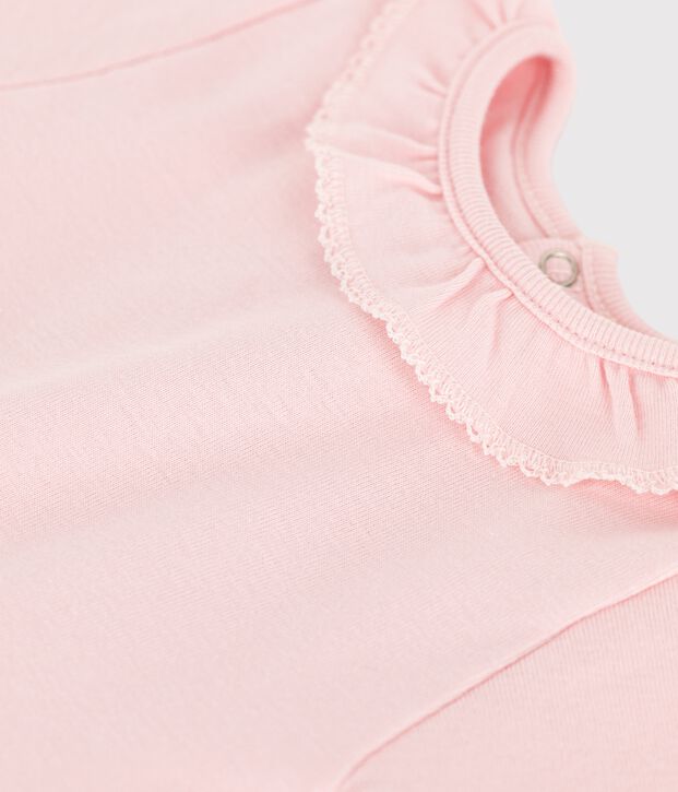 Body manches courtes b&eacute;b&eacute; &agrave; collerette rose