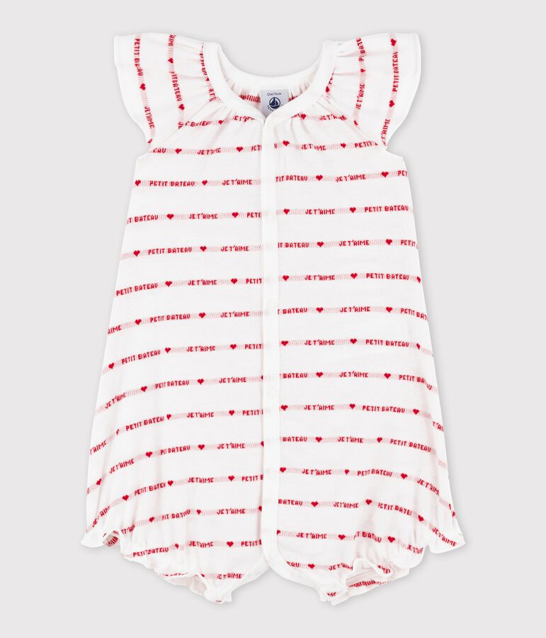 Combicourt Petit Bateau je t'aime en c&ocirc;te. blanc/rouge