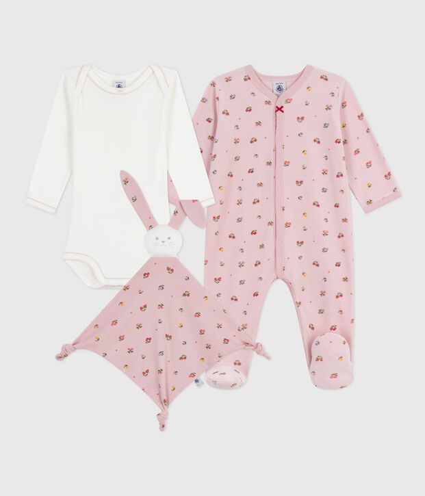 Cadeauset babypyjama van fluweel met bloemenprint multicouleur