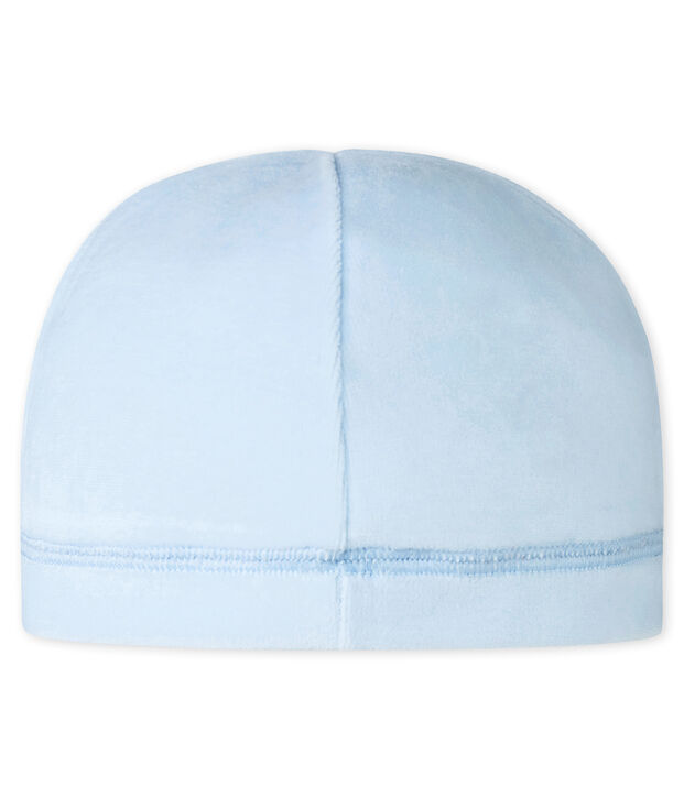 Bonnet de naissance b&eacute;b&eacute; mixte en velours bleu clair