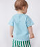Effen katoenen T-shirt met korte mouwen voor baby's blauw AQUATIC