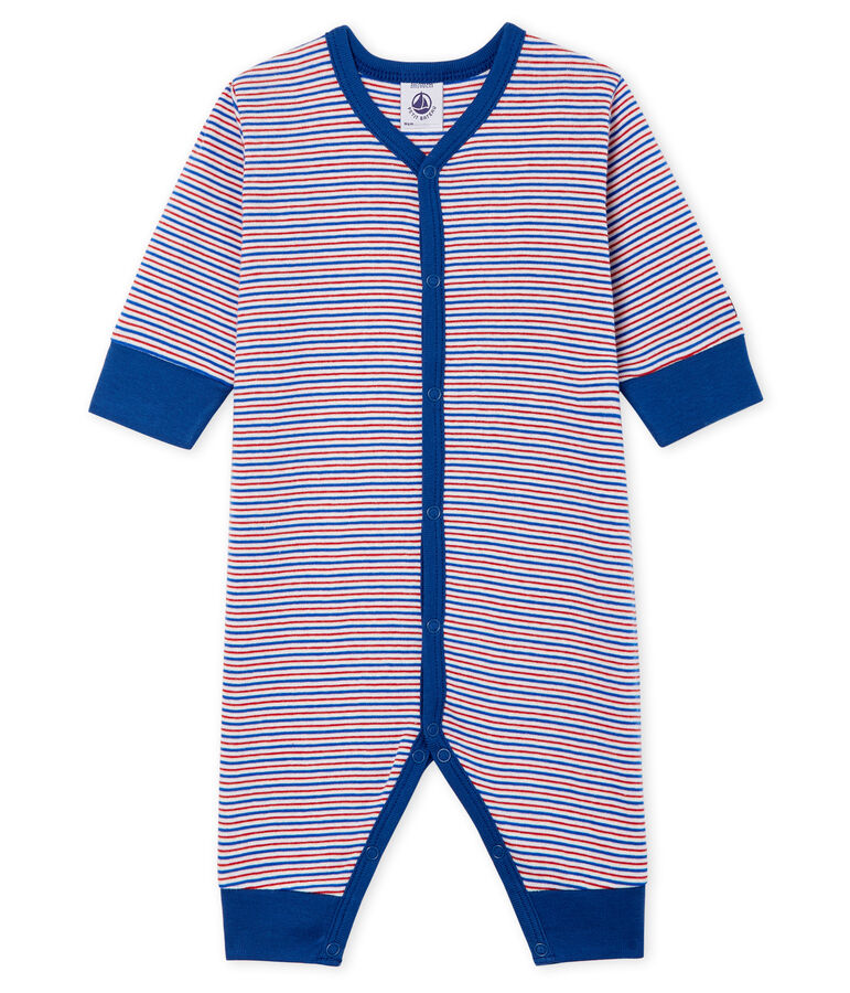 Pyjama zonder voetjes voor babyjongens in ribstof wit/multicouleur