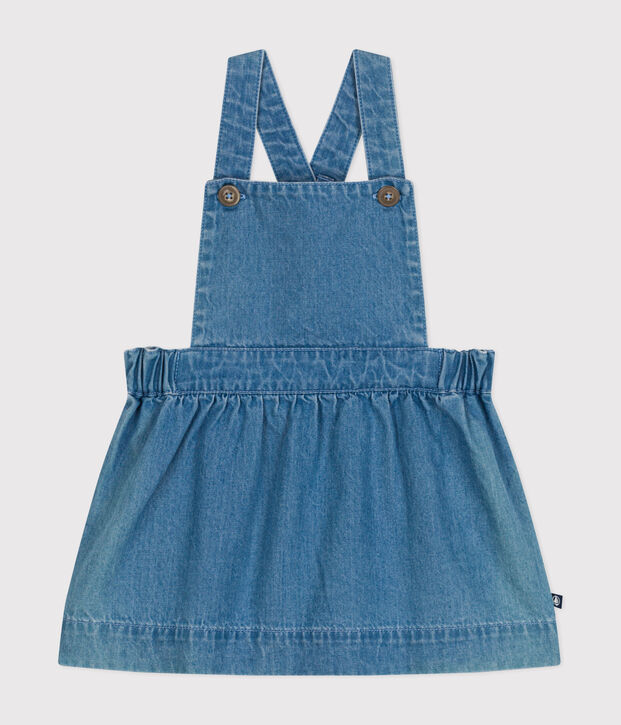 Robe sans manche en denim l&eacute;ger b&eacute;b&eacute; bleu