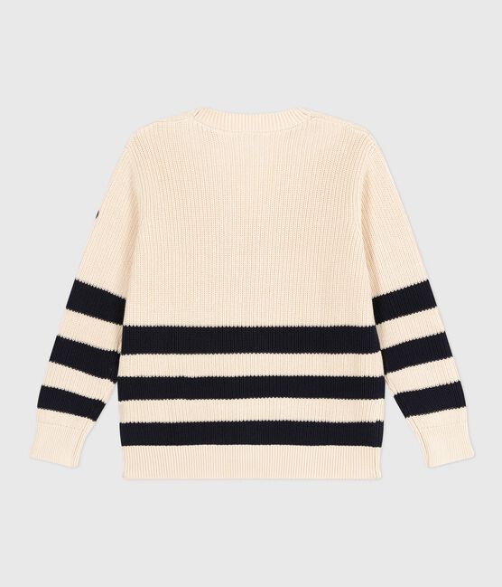 Katoenen damescardigan met strepen wit AVALANCHE/blauw SMOKING