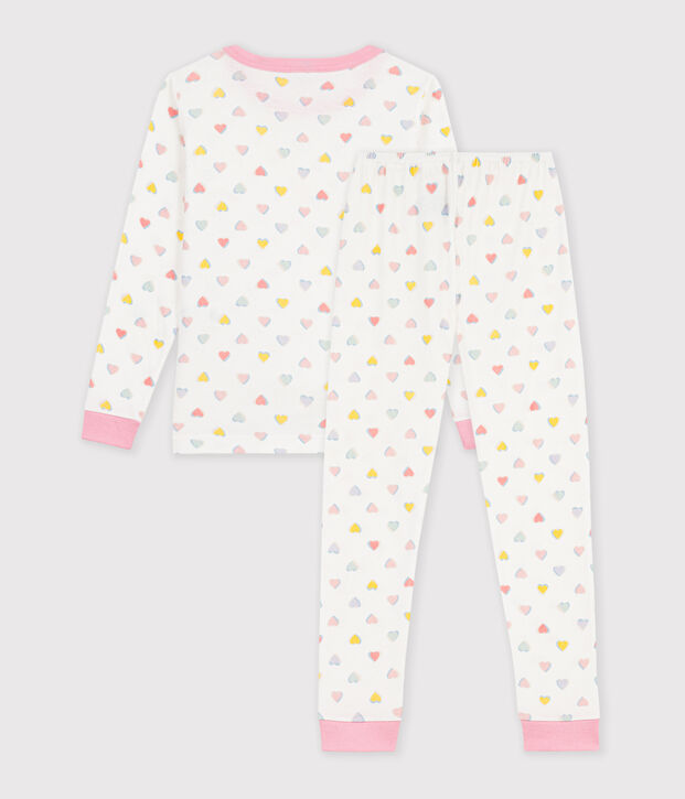 Pyjama tr&egrave;s ajust&eacute; enfant en coton imprim&eacute; blanc/multicouleur