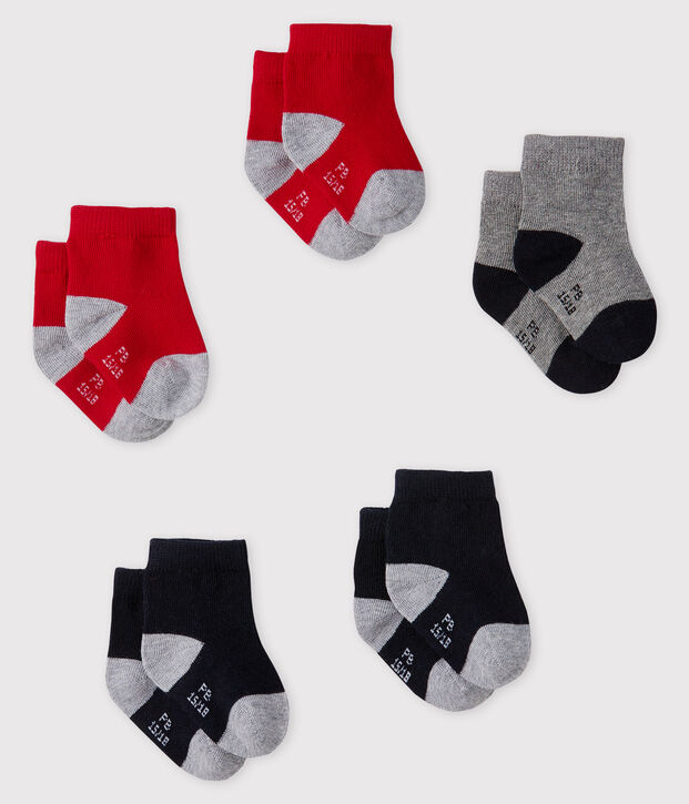 Set van 5 paar onmisbare sokken voor baby jongen blauw/rood