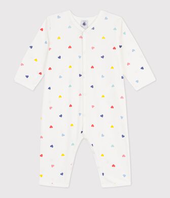 Katoenen babypyjama zonder voetjes met hartjesprint