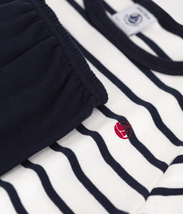 Katoenen marini&egrave;re-pyjama voor jongens wit/blauw