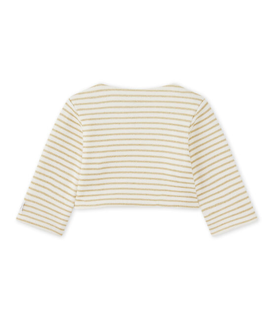 Gestreepte cardigan voor babymeisjes wit MARSHMALLOW/geel DORE