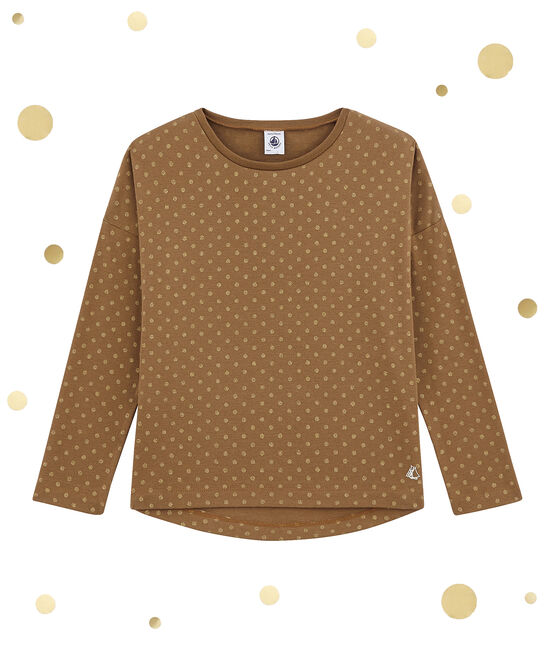 Meisjes tee-shirtmet lange mouwen bruin BRINDILLE/geel DORE