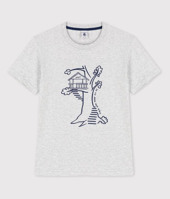 Katoenen T-shirt met korte mouwen voor jongens grijs POUSSIERE CHINE