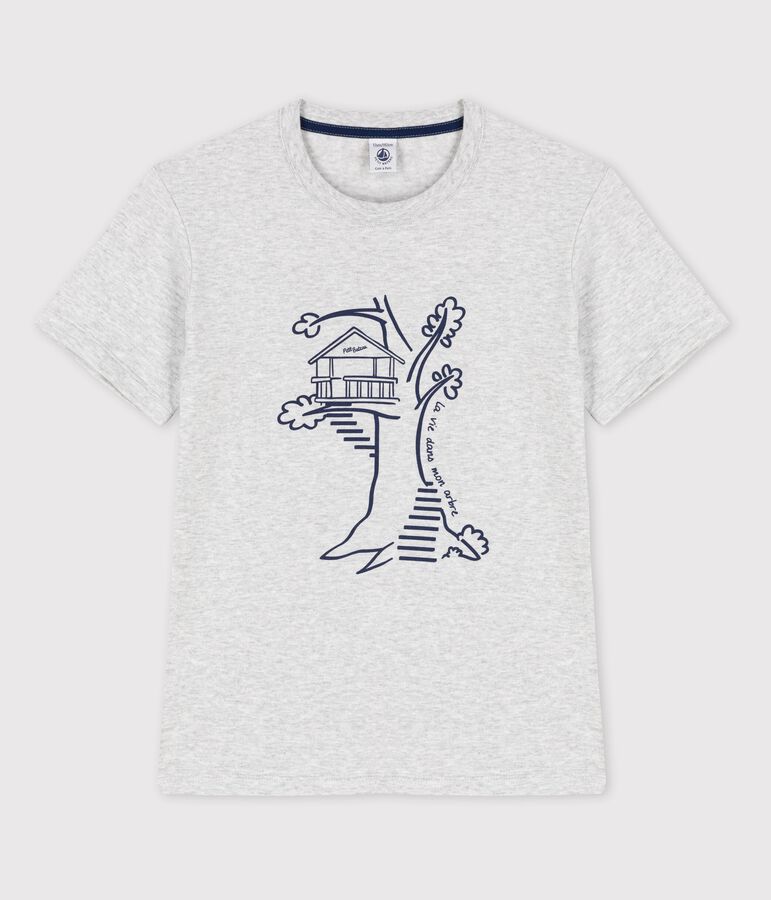 Tee-shirt manches courtes en coton enfant gar&ccedil;on gris