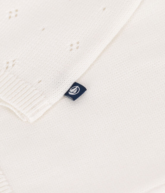 Cardigan bébé en coton point fantaisie blanc MARSHMALLOW