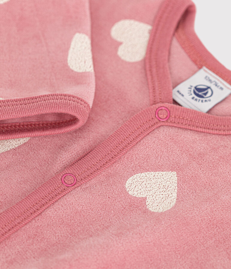 Fluwelen babypyjama met hartjesmotief roze ROSEWOOD/ MARSHMALLOW