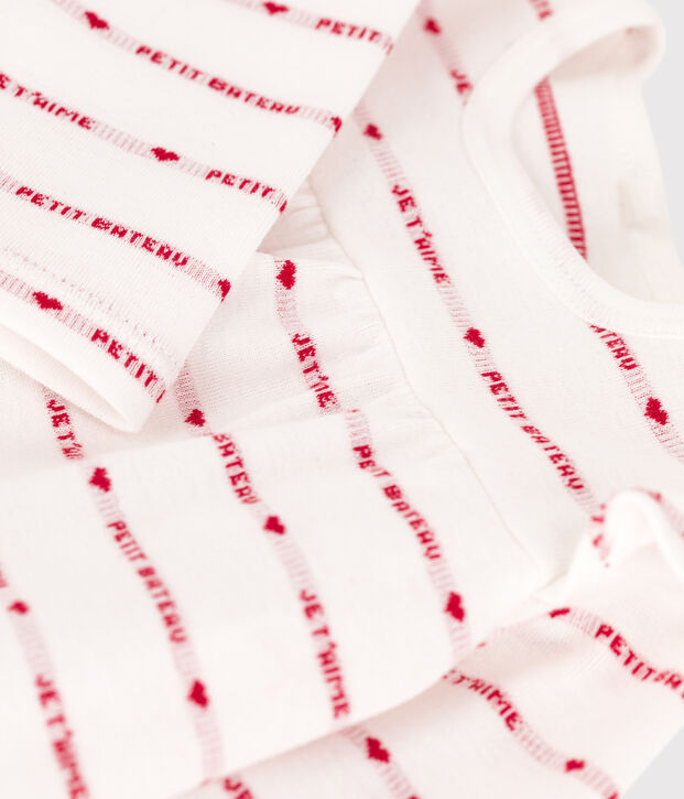 Robe legging jacquard b&eacute;b&eacute; en coton blanc/rouge