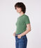 Linnen T-shirt met korte mouwen voor dames groen PALMERAIE