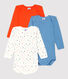 Lot de 3 bodies manches longues bébé en coton biologique