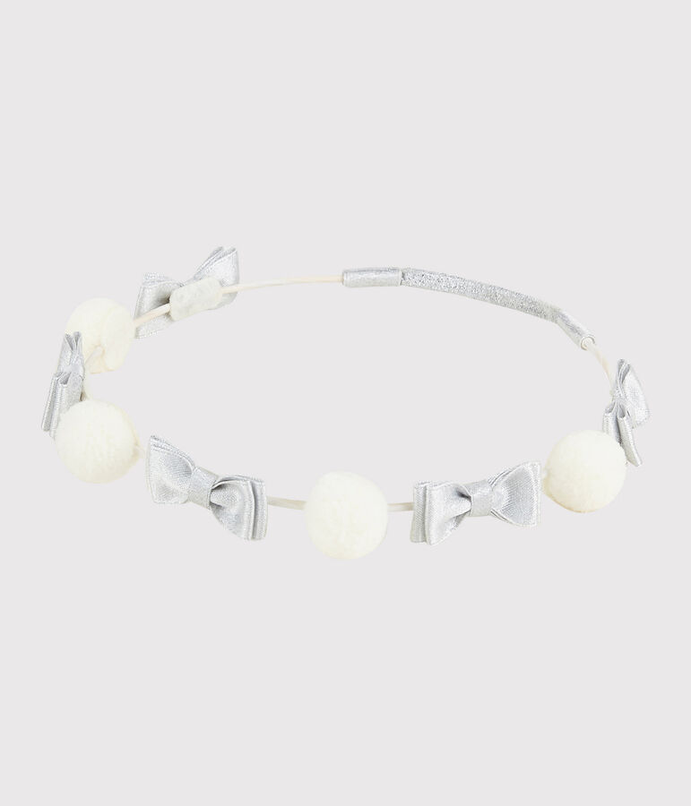 Headband enfant fille blanc/gris