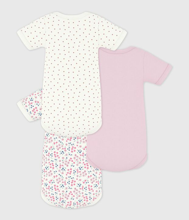 Setje van katoenen body's met korte mouwen en bloemenprint multicouleur
