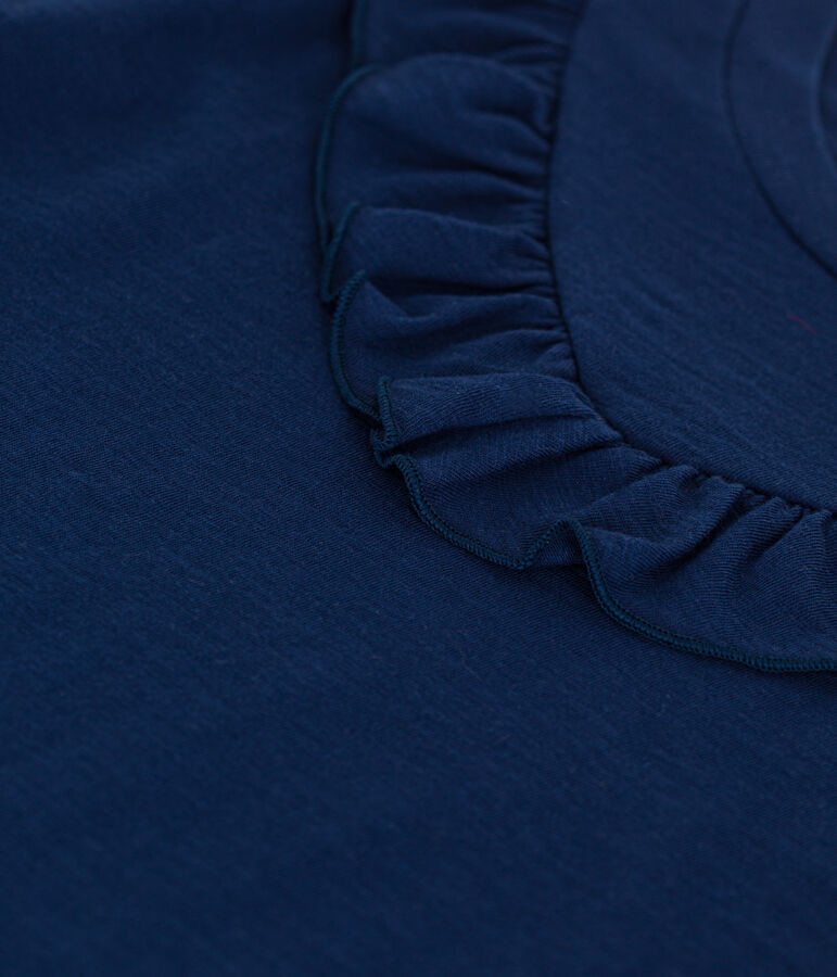 T-shirt van gevlamde jersey voor meisjes blauw