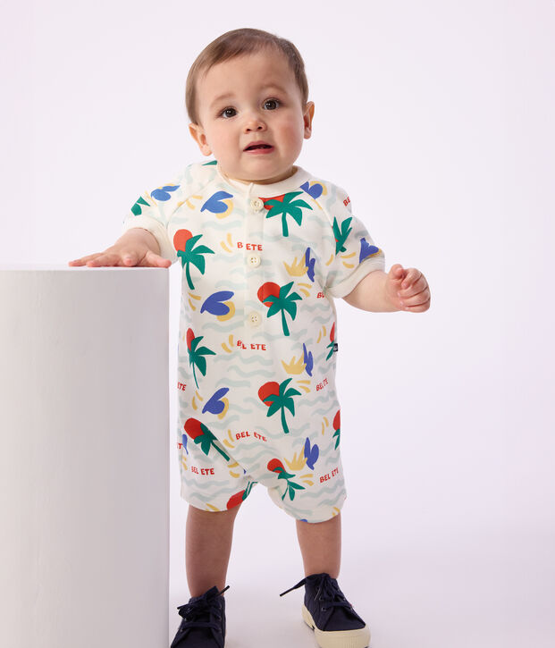Kort katoenen pakje met print voor baby's ecru/multicouleur