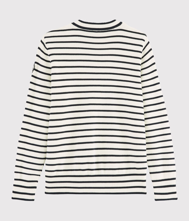 Pull marin en coton Femme blanc/bleu