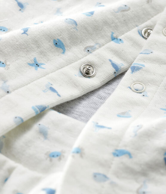 Ensemble 3 pièces bébé mixte en tubique blanc MARSHMALLOW/bleu TOUDOU/ MULTICO