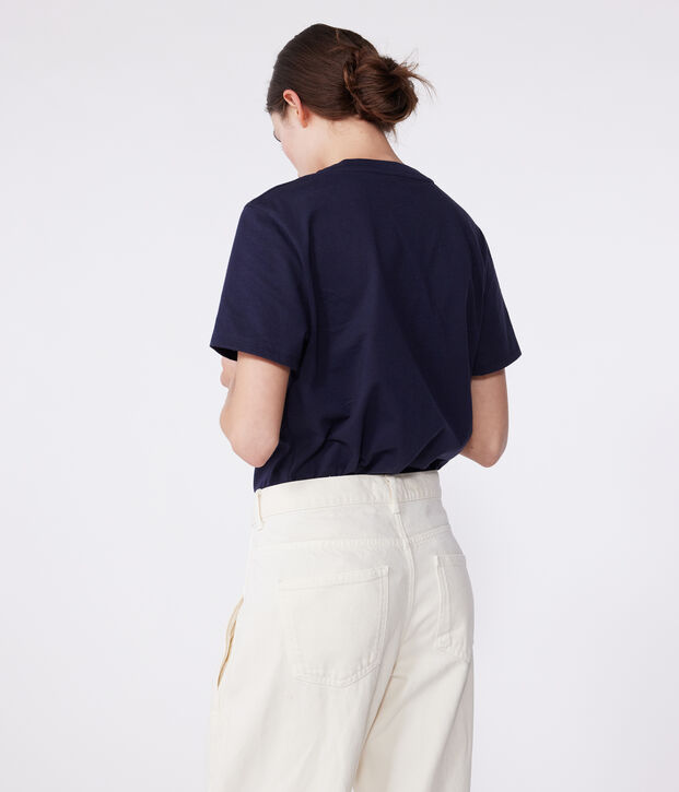 Tee-shirt Femme Le Droit en coton uni bleu marine