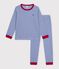 Pyjama enfant en coton &agrave; rayures bleu/blanc
