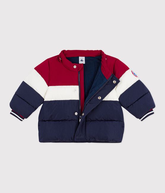 Effen dun donsjack met colorblock voor baby's blauw SMOKING/wit MULTICO