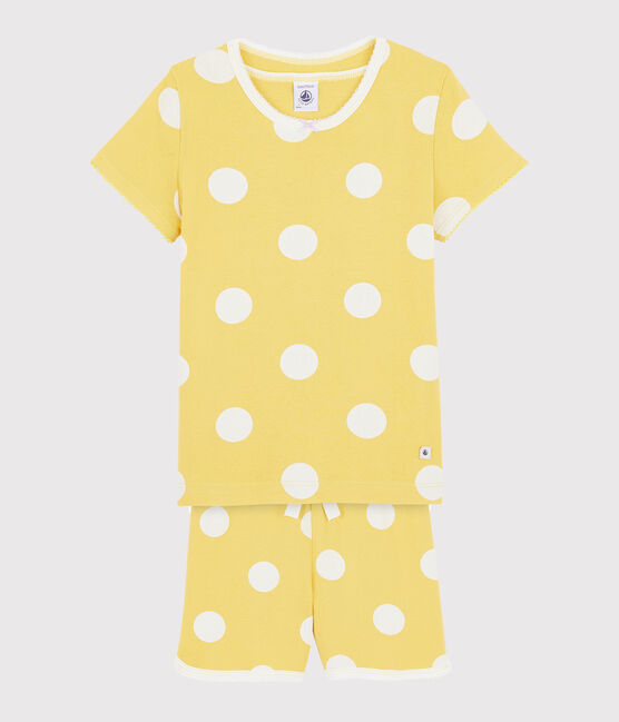 Pyjacourt à pois enfant en côte jaune BLE/blanc ECUME