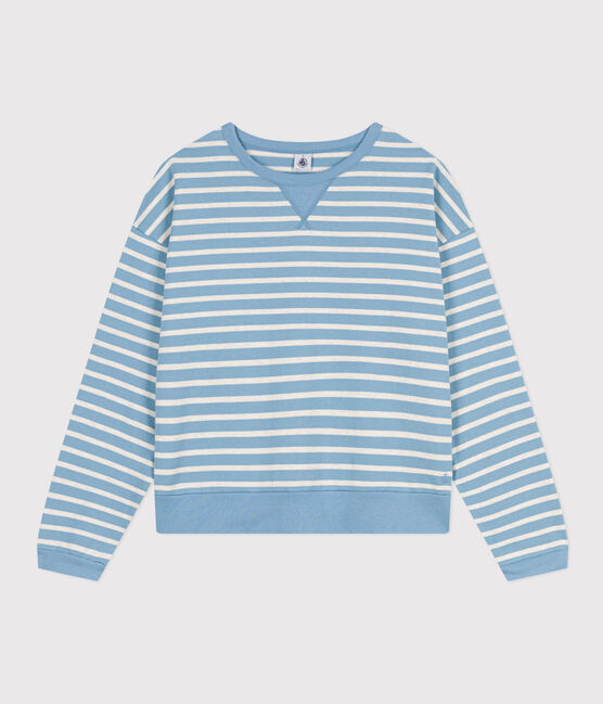 Katoenen sweatshirt met marinestrepen voor dames AZUL/ MONTELIMAR