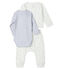 Ensemble 3 pièces bébé mixte en tubique blanc MARSHMALLOW/bleu TOUDOU/ MULTICO