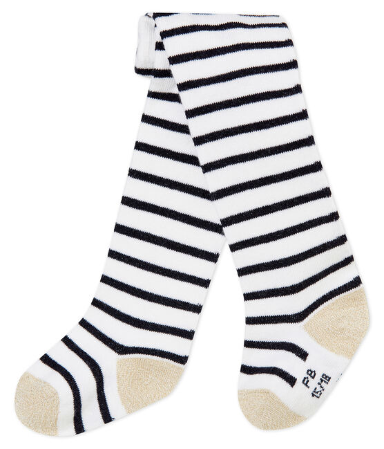 Iconische kousenbroek voor babymeisjes wit MARSHMALLOW/blauw SMOKING
