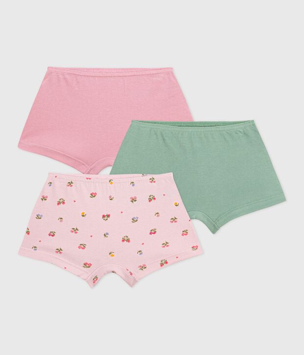 Lot de shorties enfant en coton imprim&eacute; fleurs multicouleur