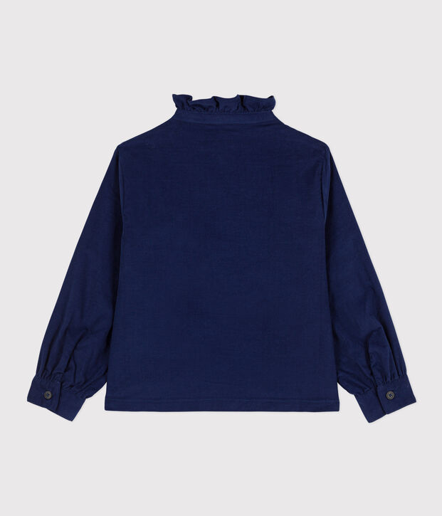 Meisjesblouse van fijn velours blauw