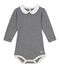 Body bébé fille en milleraies bleu SMOKING/beige COQUILLE