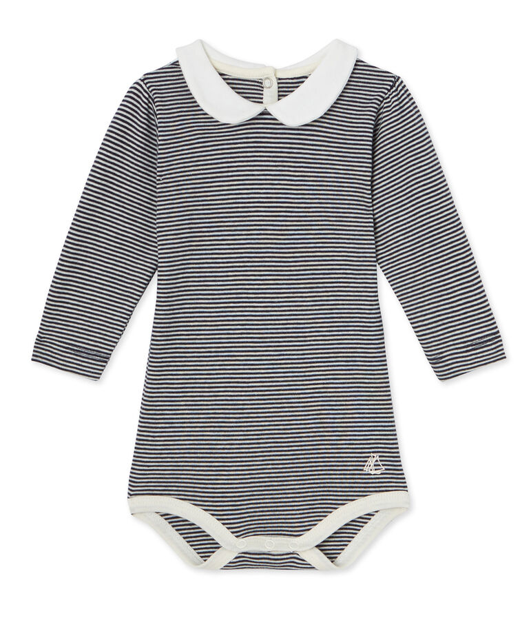 Babybody met milleraies-strepen voor meisjes blauw SMOKING/beige COQUILLE