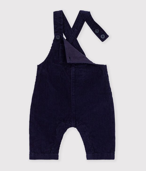 Salopette b&eacute;b&eacute; en velours jambes longues unie bleu marine