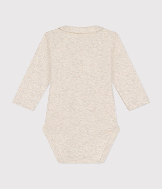 Katoenen body met lange mouwen en kraagje voor baby's beige MONTELIMAR CHINE