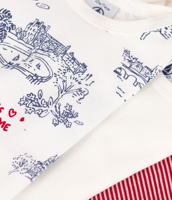 Set van 3 katoenen body's met lange mouwen met Parijs-print variante 1