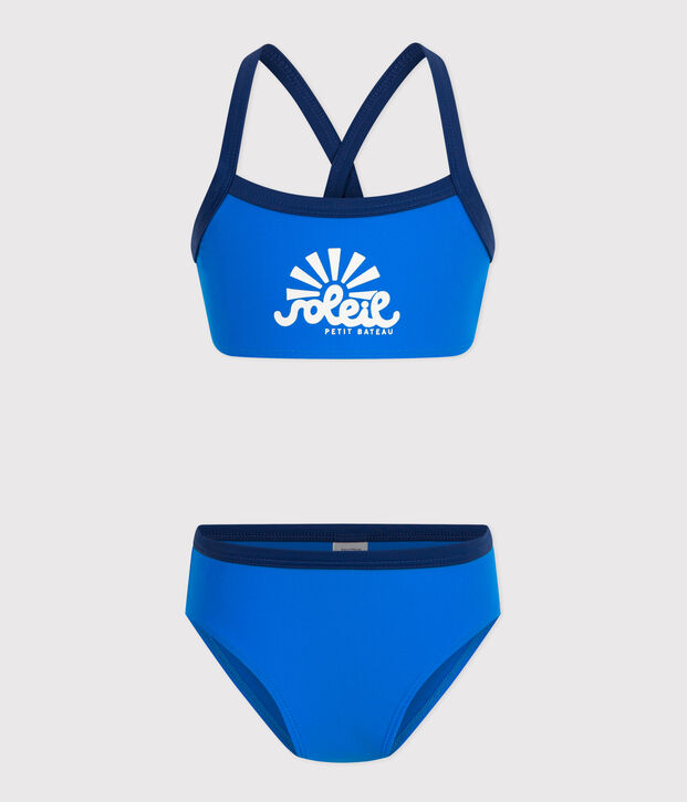 Meisjesbadpak uit 2 delen blauw