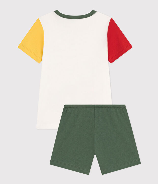 Pyjama short uni en coton enfant blanc/multicouleur