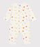 Katoenen babypyjama zonder voetjes met fruitprint wit MARSHMALLOW/wit MULTICO