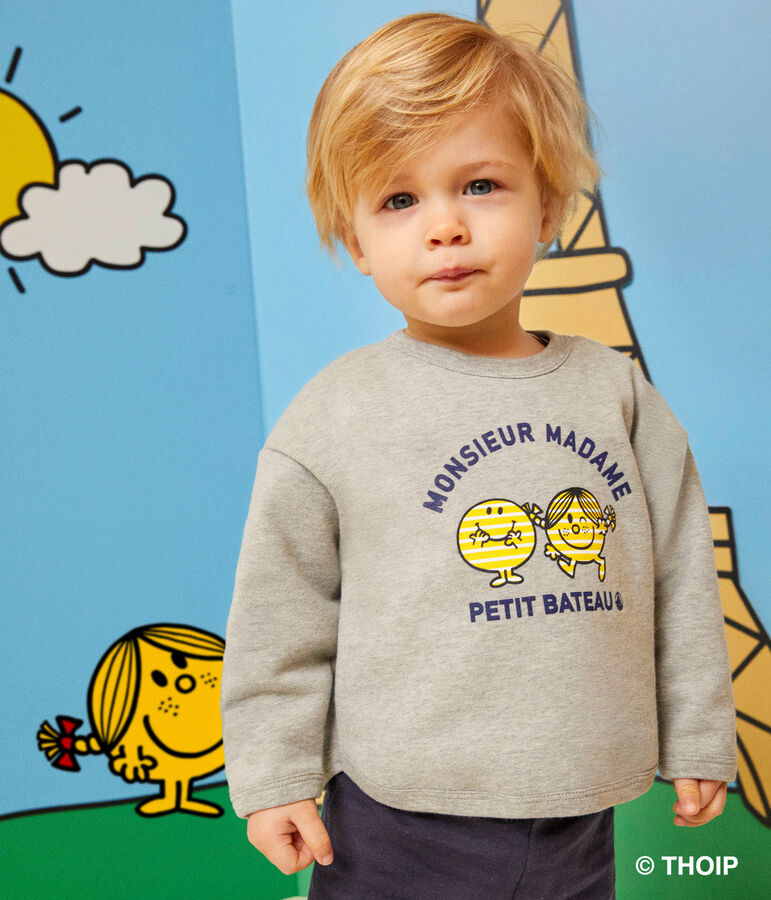 Sweatshirt Monsieur Madame en molleton b&eacute;b&eacute; gris