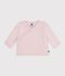 Brassi&egrave;re b&eacute;b&eacute; cache-c&oelig;ur en tricot laine et coton ajour&eacute; rose clair
