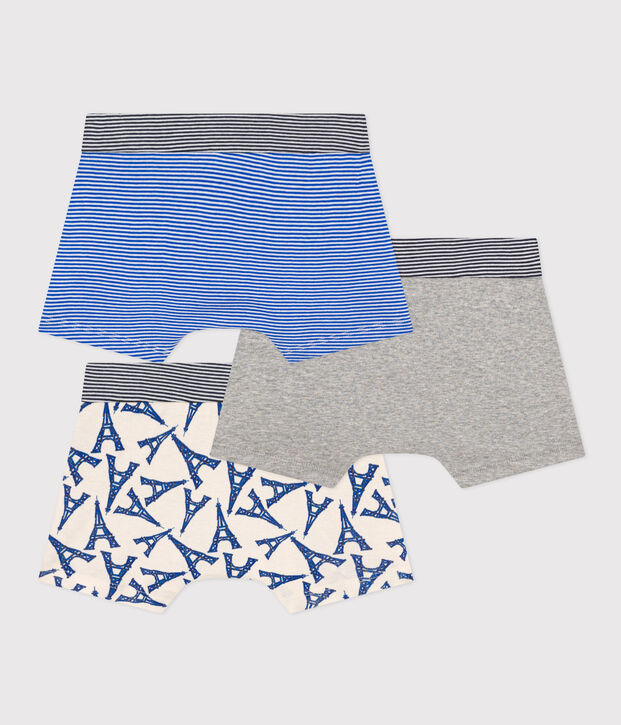 Lot de 3 boxers Paris en coton petit gar&ccedil;on multicouleur